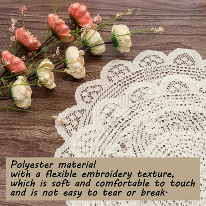 2 15" Jayla Pcs Round Lace Placemats for Tables Embroidered Vintage Crochet Floral Lace Table Runner Vintage Wedding