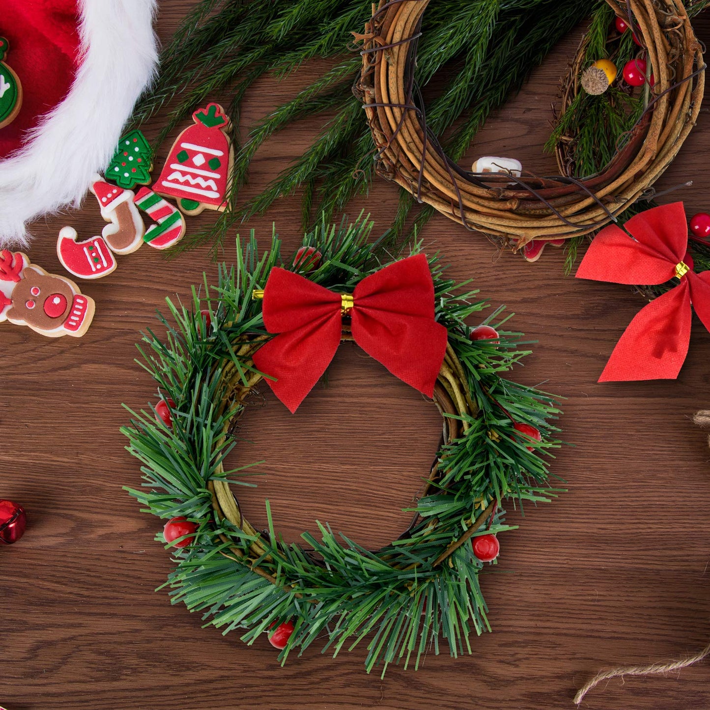 Grapevine Wreath Set, Marrywindix 10 Pieces 2 Sizes Natural Vine Branch Wreath Christmas DIY Rattan Wreath Garland for Christmas Holiday Craft Wedding Decor (4inch & 6inch)