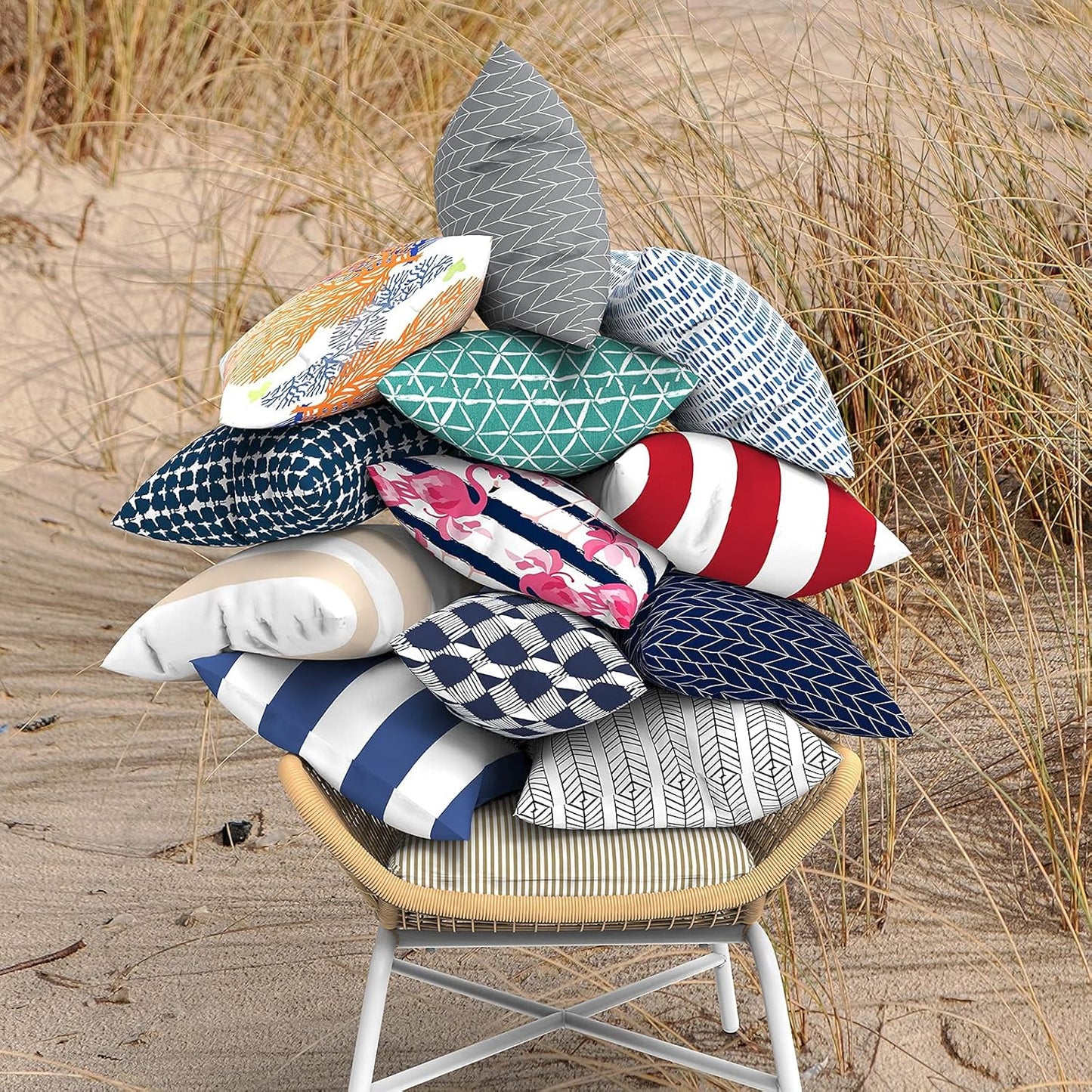 LVTXIII Outdoor Pillow Covers ONLY, Square Throw Pillow Covers, Modern Cushion Cases for Sofa, Patio, Couch Decoration,