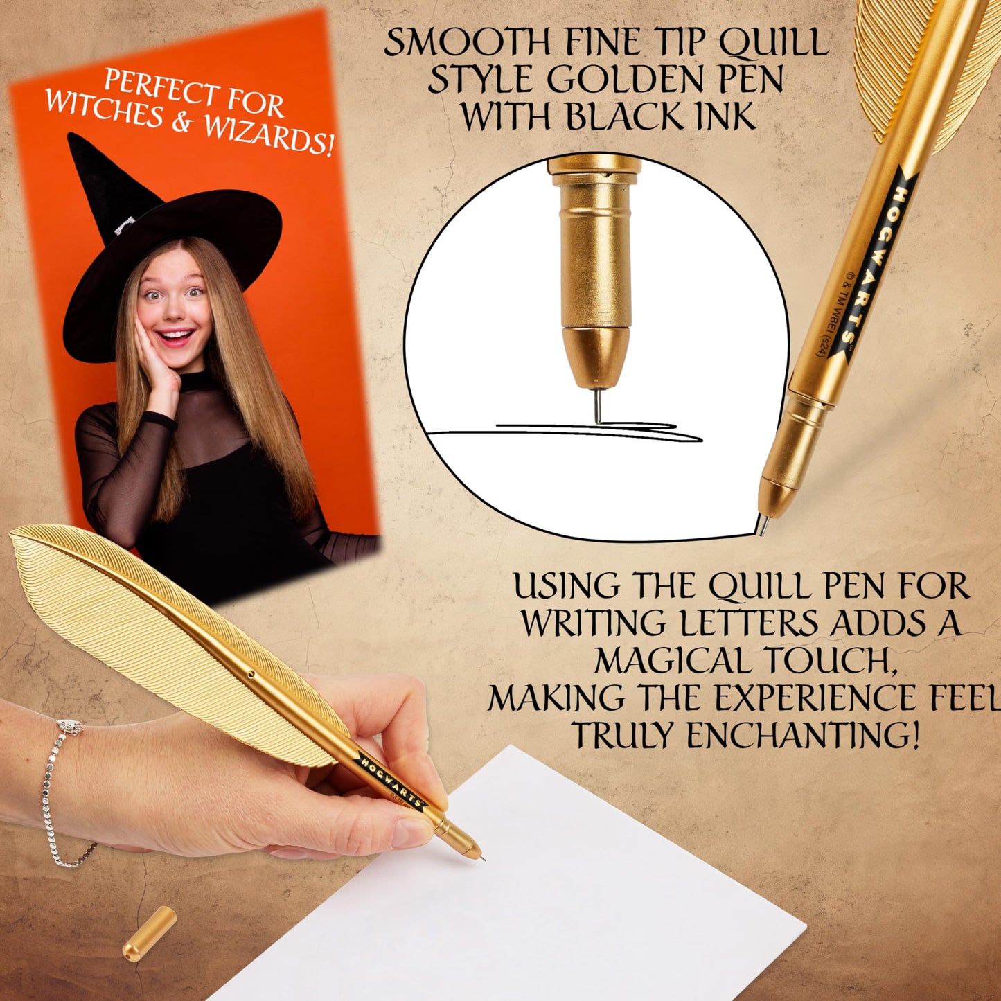 Harry Potter Gifts Letter Writing Kit for Kids, Teens with A5 Paper, Envelopes, Quill Pen, Stickers, Stationery Set, Hogwarts
