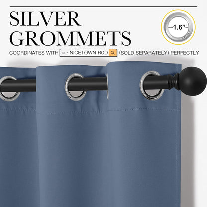 NICETOWN Thermal Insulated Blackout Curtains - Room Darkening Grommet Drapes, Stone Blue, Set of 2 (29x45")