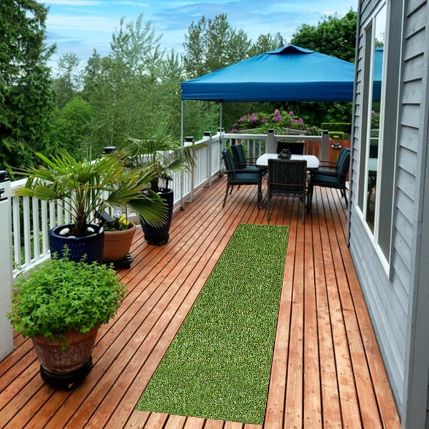 Superior Artificial Grass Indoor/Outdoor Area Rug - Faux Turf for Backyard, Playground, Dog Training, 1' x 13', Green