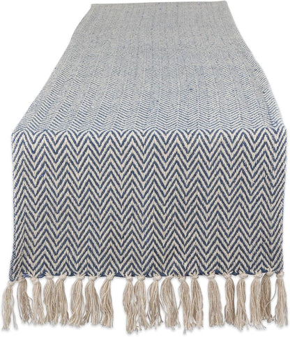 DII Woven Basic Tabletop Collection - Chevron Table Runner, 15x72, French Blue