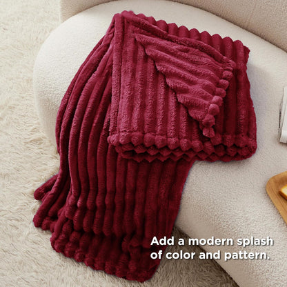 Bedsure GentleSoft Fleece Blanket - Cozy Deep Red Throw for Couch, Perfect 50x70 Inches Size