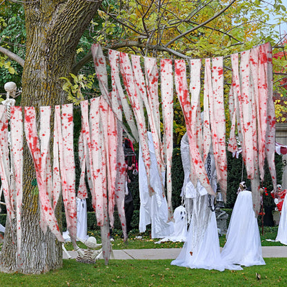 Watayo 82 ft Halloween Creepy Blood Cloth-Scary Creepy Cloth with Bloody Prints-Spooky Fabric Blood Strip Drape for Halloween Doorway Curtain Costume Decor