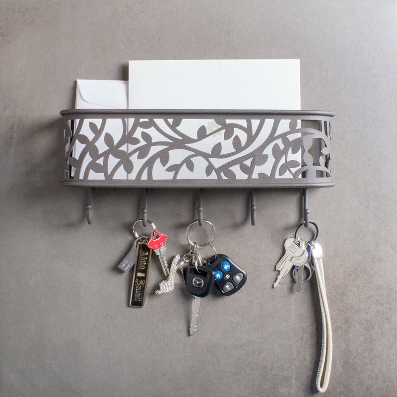 DII Wall Mounted Mail, Letter & Key Holder, Gray, Medium