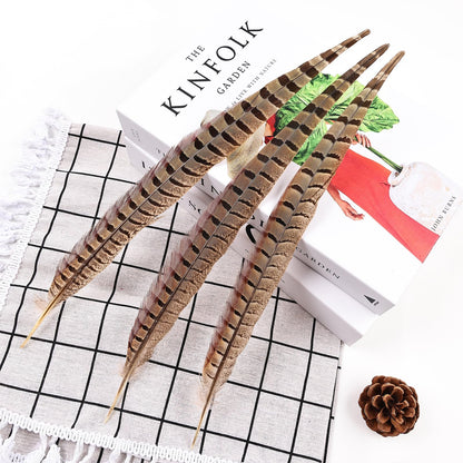 FeelfunFeather 5pcs Pheasant Feather 16-18inch 40-45cm Natural Male Ringneck Tails Feathers for DIY Crafts Home Wedding Party Carnival Decoration