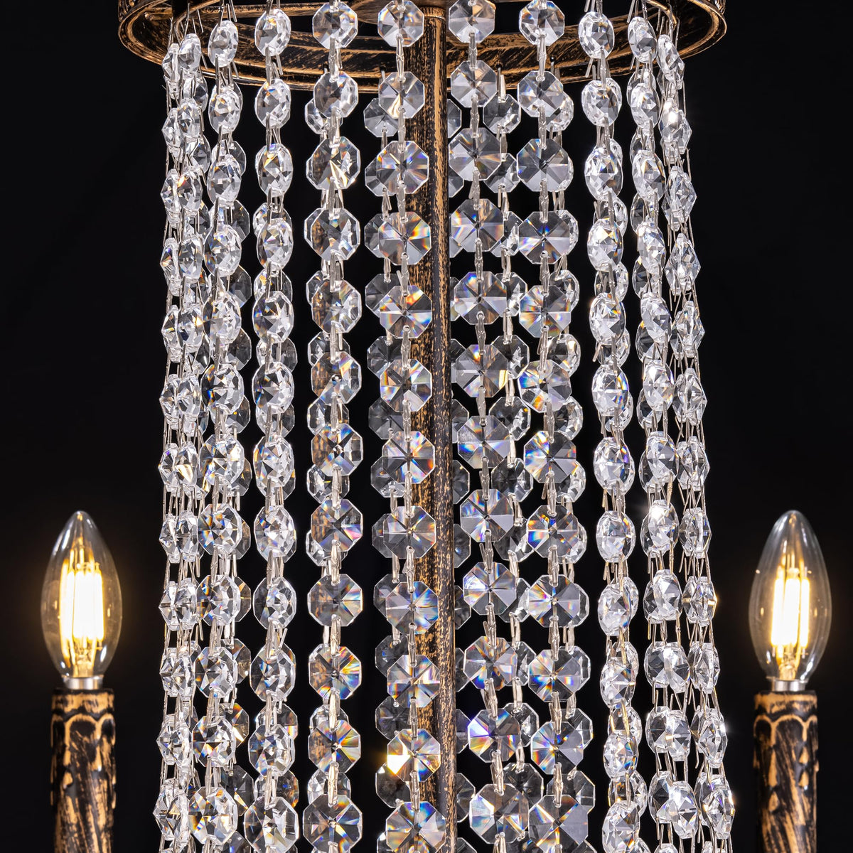 TOCHIC 40'' Long Large Crystal Chandeliers for High Ceilings, 2-Tier Modern Farmhouse Empire Staircase Chandelier 12 Lights Vintage Foyer Chandelier Luxury Crystal Light Fixture for Entryway Hallway