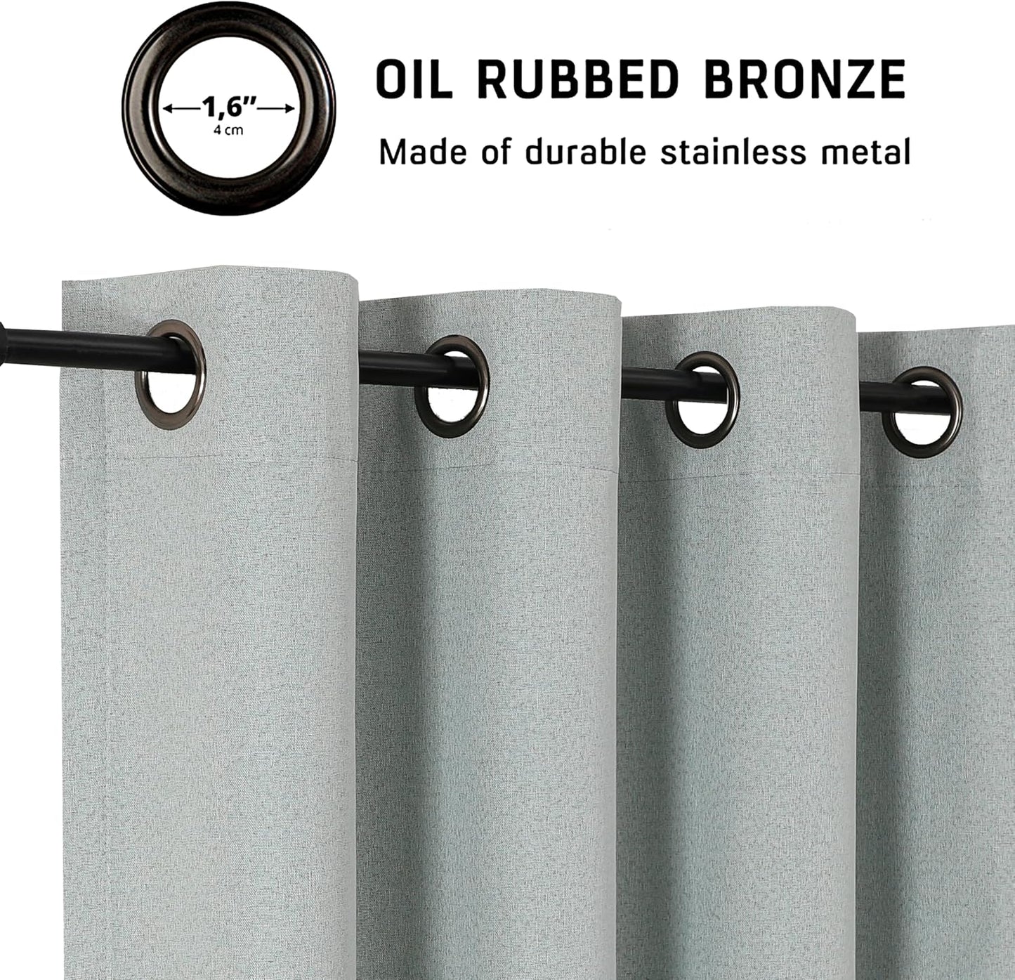 THOOO 100% Blackout Curtains - Natural Linen Texture | 84-Inch Thermal Insulated Grommet Panels in Sage Green for Bedroom & Nursery