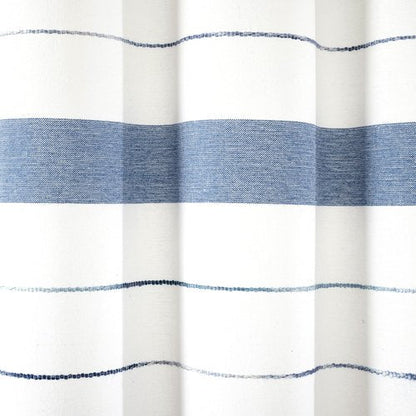 Lush Decor Chic Stripe Yarn Dyed Cotton Blend Shower Curtain Single 72" W x 72" L Navy & Blue - Striped Shower Curtains for Bathroom - Bathroom Curtain