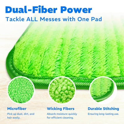 Befanty 4 Pack Reusable Microfiber Mop Pads, Compatible with Swiffer Sweeper, Machine Washable Cloths, Scraper Included, Refills for All Floor Cleaning, Hook and Loop, Wet Dry - 10"- 12"