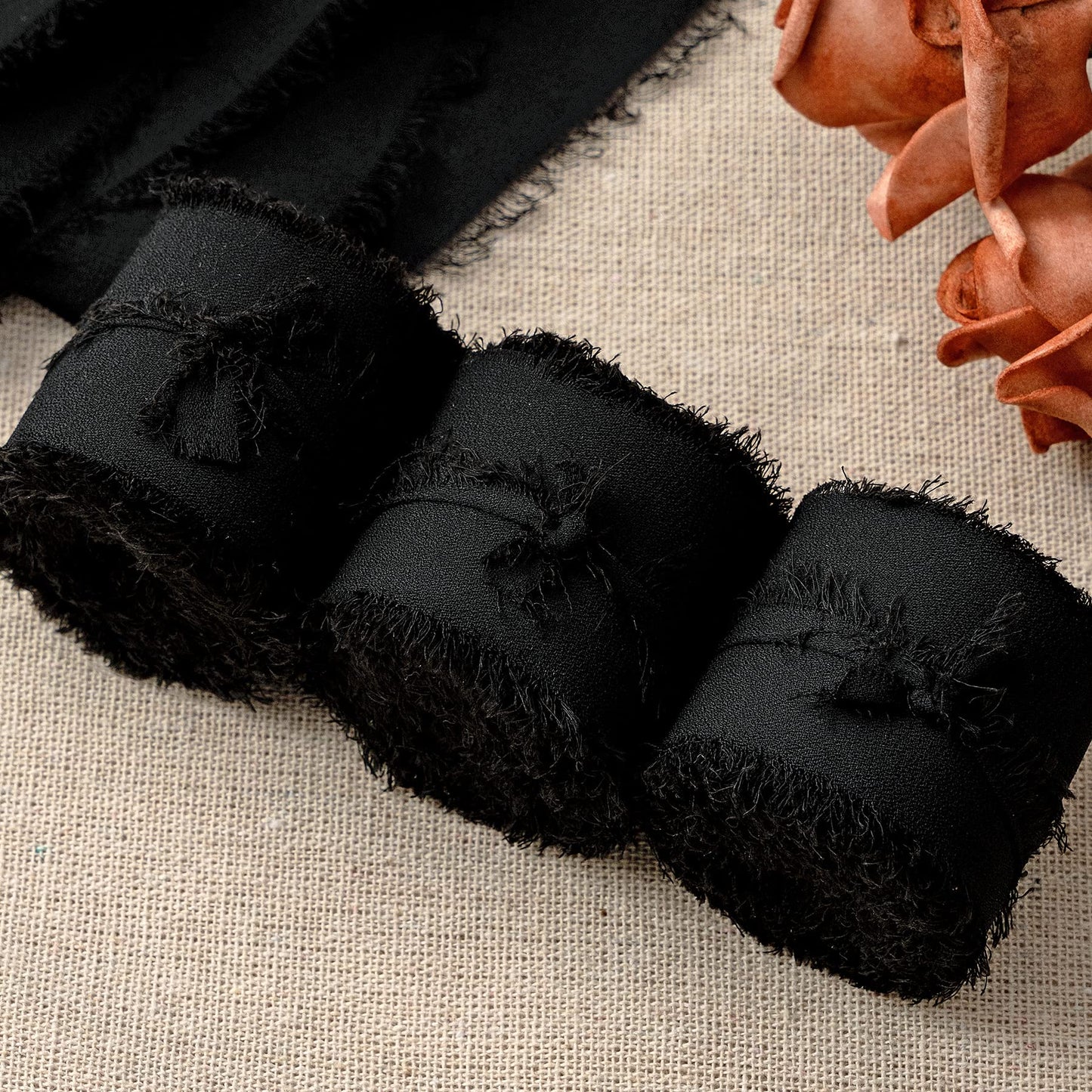 JEDIA Halloween Ribbon, 6 Rolls Halloween Ribbon Gift Ribbons, 1.5" x 7Yd Black Chiffon Ribbons Set for Gift Wrapping, Wedding Invitations, Bouquet Wrap, Bridal Bouquets, DIY Crafts