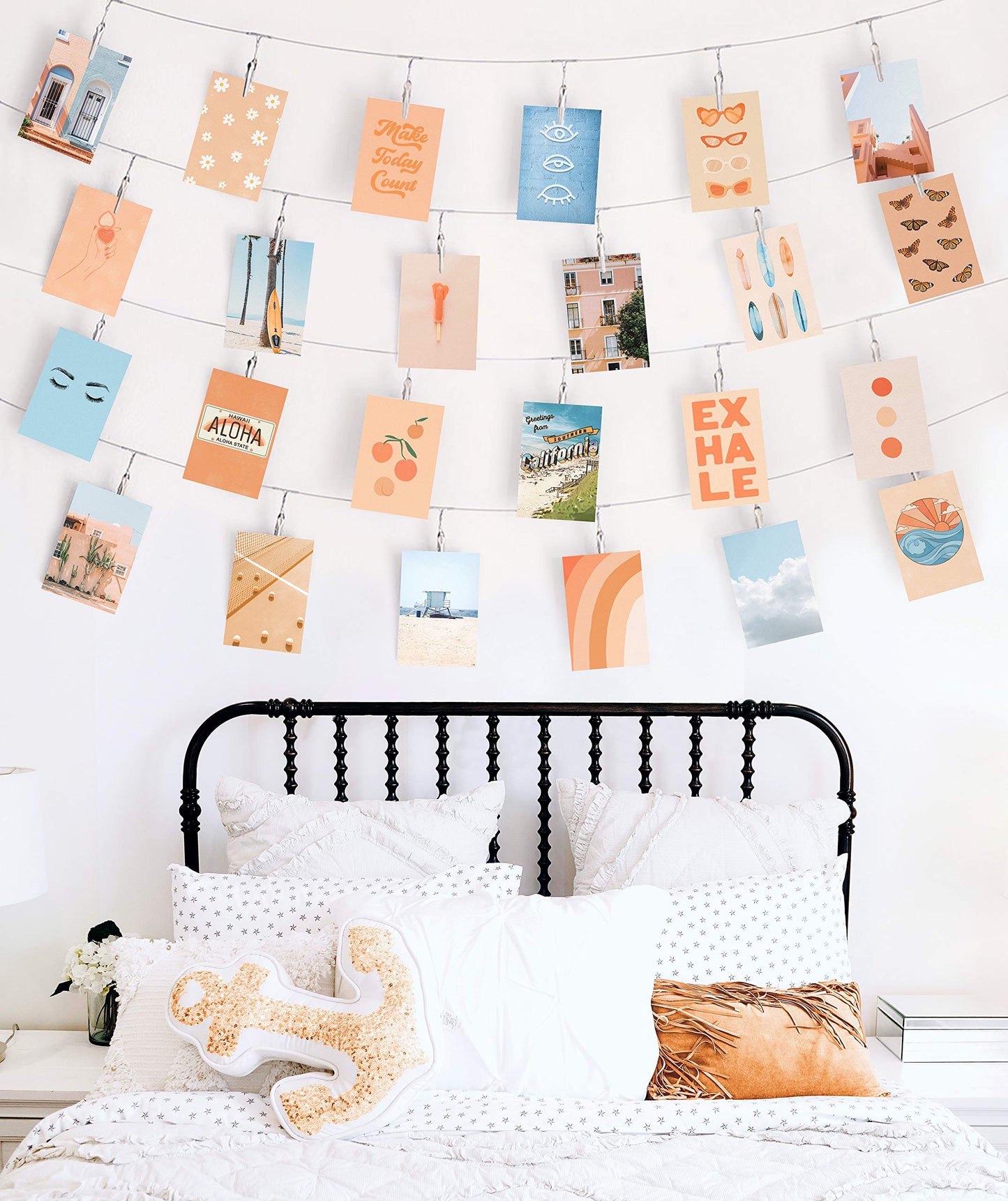 HAUS AND HUES Peach Photo Collage Kit - Aesthetic Wall Decor for Teen Girls (Set of 30)