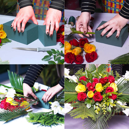 FLOFARE Pack of 6, Dry and Wet Floral Foam Blocks for Fresh and Artificial Flowers, Each (7.8” L x 3.5” W x 2.4” H), for Wedding, Birthdays, Home, Office, and Garden Decorations