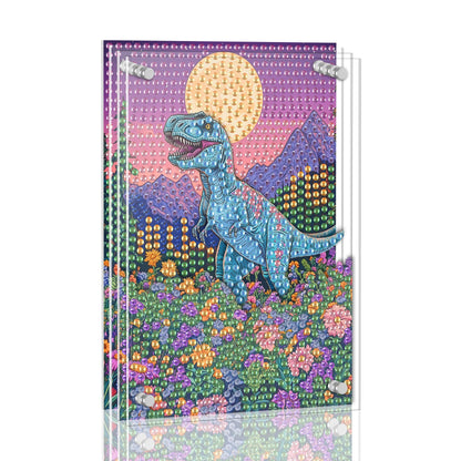 Ginfonr DIY Acrylayers Diamond Art Painting Kit for Adults, Dinosaurs 4-Layer Acrylic Magnetic Diamond Painting Stand Up Tabletop Decor with Dynamic Depth Effect, Home/Office Craft Gift 4x6 inch