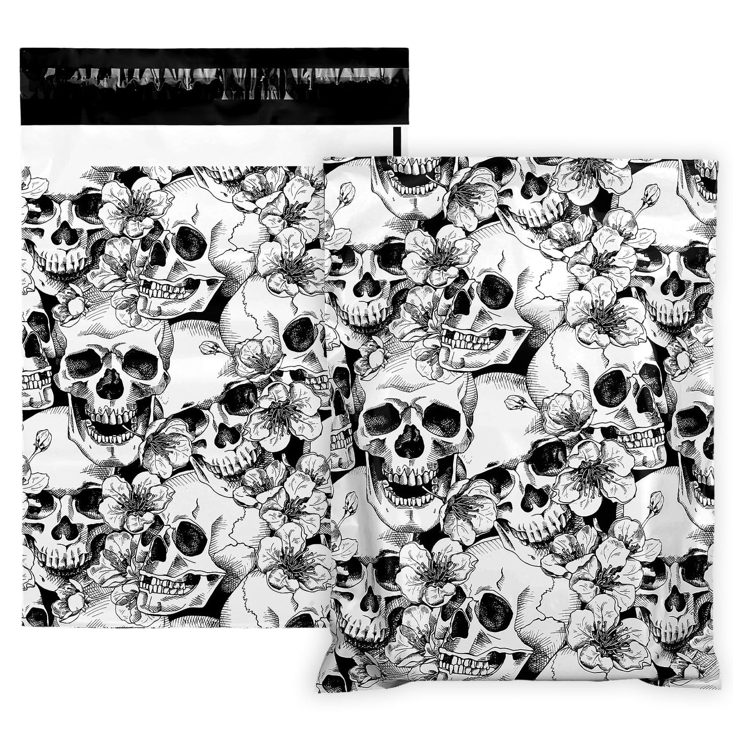JarThenaAMCS 100Pcs Halloween Skull Poly Mailers 10 x 13 Inch Packaging Bags Self Seal Mailing Envelope Bags for Small Business Clothing Gift