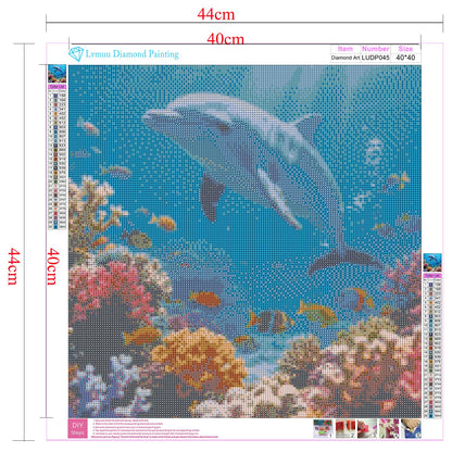 Lvmuu Sea Dolphin Diamond Art Kits for Adults, 5D DIY Full Drill Square Diamonds Painting Kit for Beginners Paint By Numbers Dot Shiny Beads Gem Art Craft Home Decor 16x16in