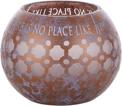Pavilion - Bronze and Purple Sponge Patterned Frosted Glass 5 Inch Round Tealight Candle Holder - There's No Place Like Home