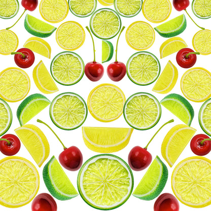 40Pcs Artificial Lifelike Cherries Lemon Lime Slices and Wedges. Decorative Lemon Slices and Blocks Red Black Cherries Fake Fruit for Home House Kitchen Party Wedding Décor Desk Ornament DIY Craft