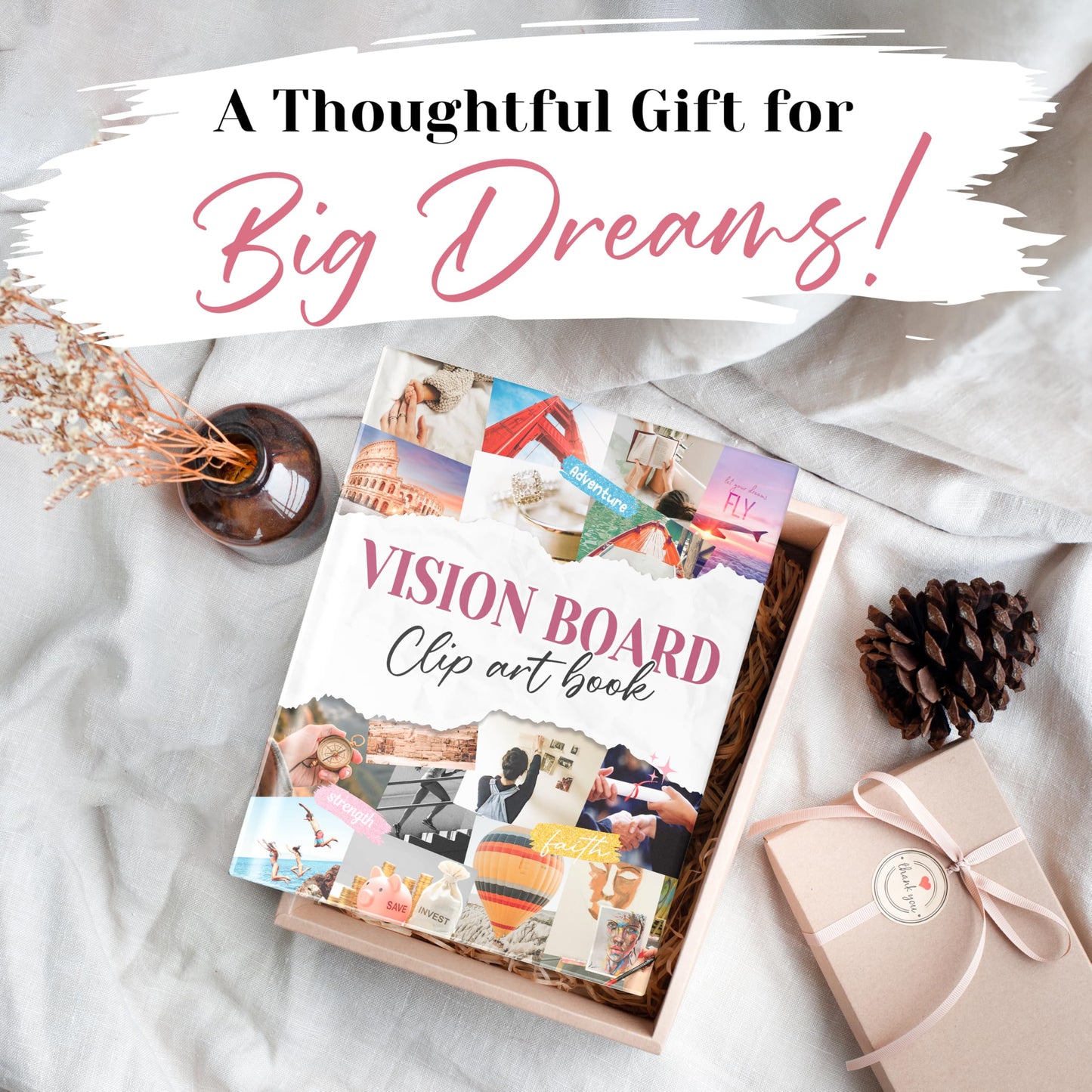 BrightenKidz Vision Board Book – Create Your Dream Life with Inspirational Clip Art, Collage Pictures & Quotes | Vision Board Supplies Kit for Women | Ideal Magazines to Visualize & Achieve Your Goals
