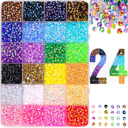 Resin AB Rhinestones 48000Pcs 48 Colors 3mm Flatback Gems Kit for Crafting, Jelly Bedazzler Supplies with B7000 Jewelry Glue Organizer Tray Tweezers Pickup Pen for Diamond Art Nail Art Shoes DIY