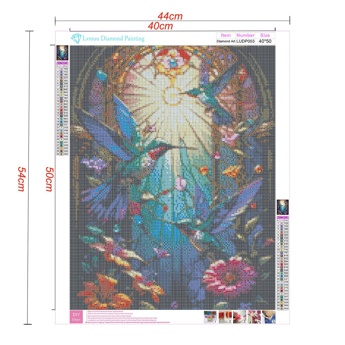 Lvmuu Diamond Painting Kits for Adults Hummingbirds, 5D DIY Full Square Drill Diamonds Art Sets for New Beginner, Large Animal Flowers Paint with Diamonds Beads Art Craft Home Decoration 40x50cm