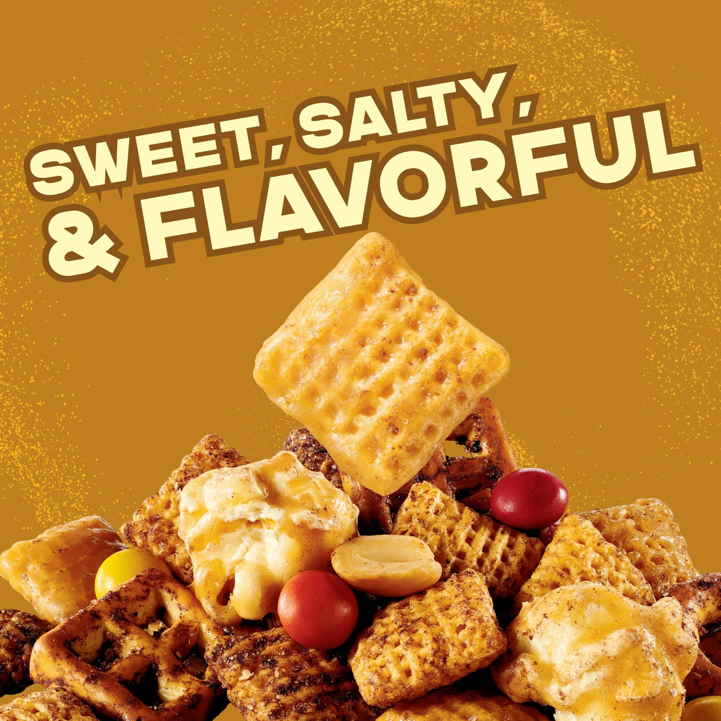 Chex Mix Turtle Snack Mix, Indulgent Snacks, Family Size, 13.5 oz