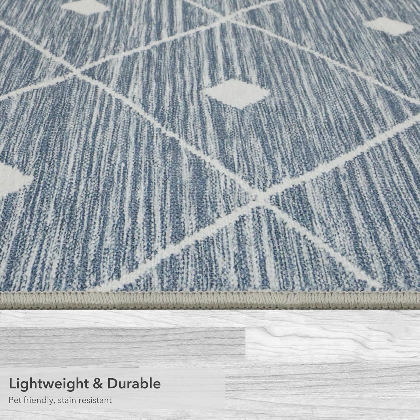 Blue Grey Seta Imagine Printed Chenille Runner Rug, 2' x 6' Non Skid & Machine Washable