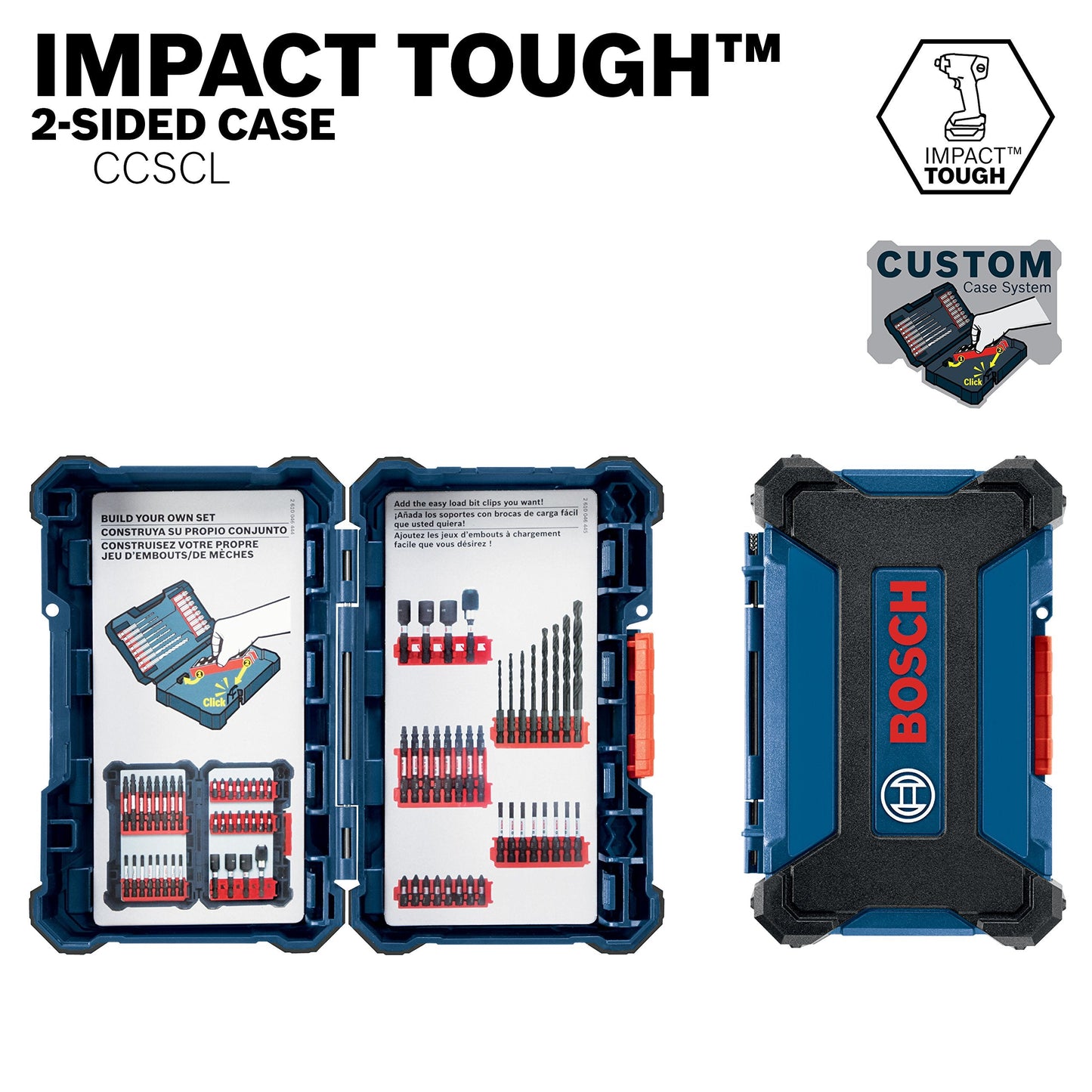BOSCH CCSCL Large Custom Case System Storage Organizer – Durable, Customizable Empty Case for Impact Tough Driver & Drill Bits (Tool Organization Case)