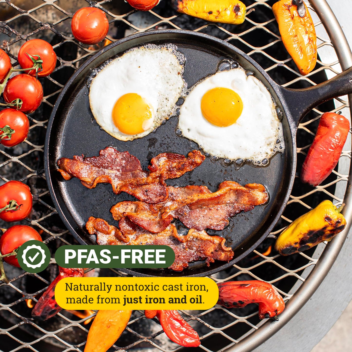 Lodge Round Seasoned Cast Iron Griddle - Round-Shaped, Pre-Seasoned Iron Griddle Pan - Non-Toxic, PFAS-Free Cookware - Compatible with Stovetop, Oven, Grill, or Campfire - 10.5 Inches