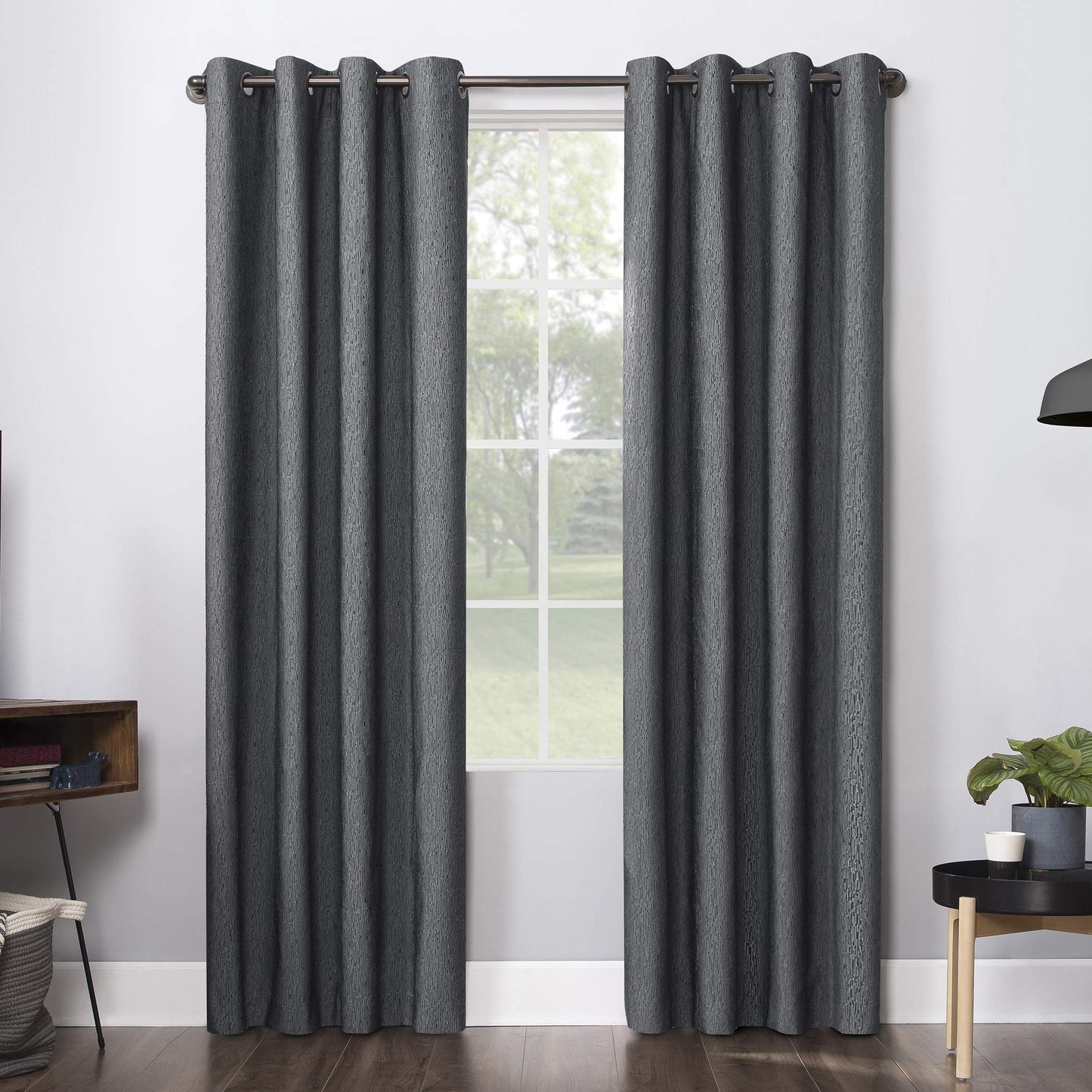 Sun Zero Noir Dimensional Thermal Extreme Total Blackout Grommet Curtain Panel, 52" x 84", Charcoal Gray