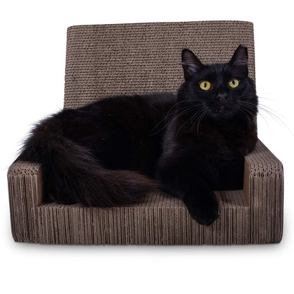 Purrfect Sofa Luxe Cat Lounger & Scratcher Toy | Cardboard Scratcher Bed with Catnip | Horizontal Scratching Couch for Cats