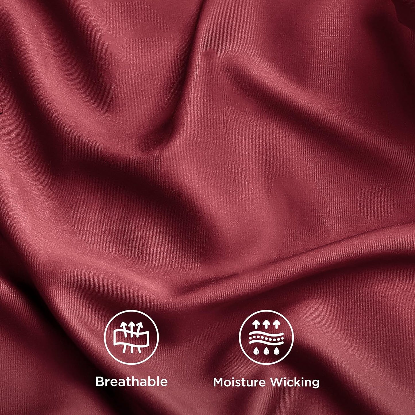 Bedsure Cooling Twin Sheets - Breathable Rayon from Bamboo, Soft & Silky, Deep Pocket Up to 16 Inches, Burgundy