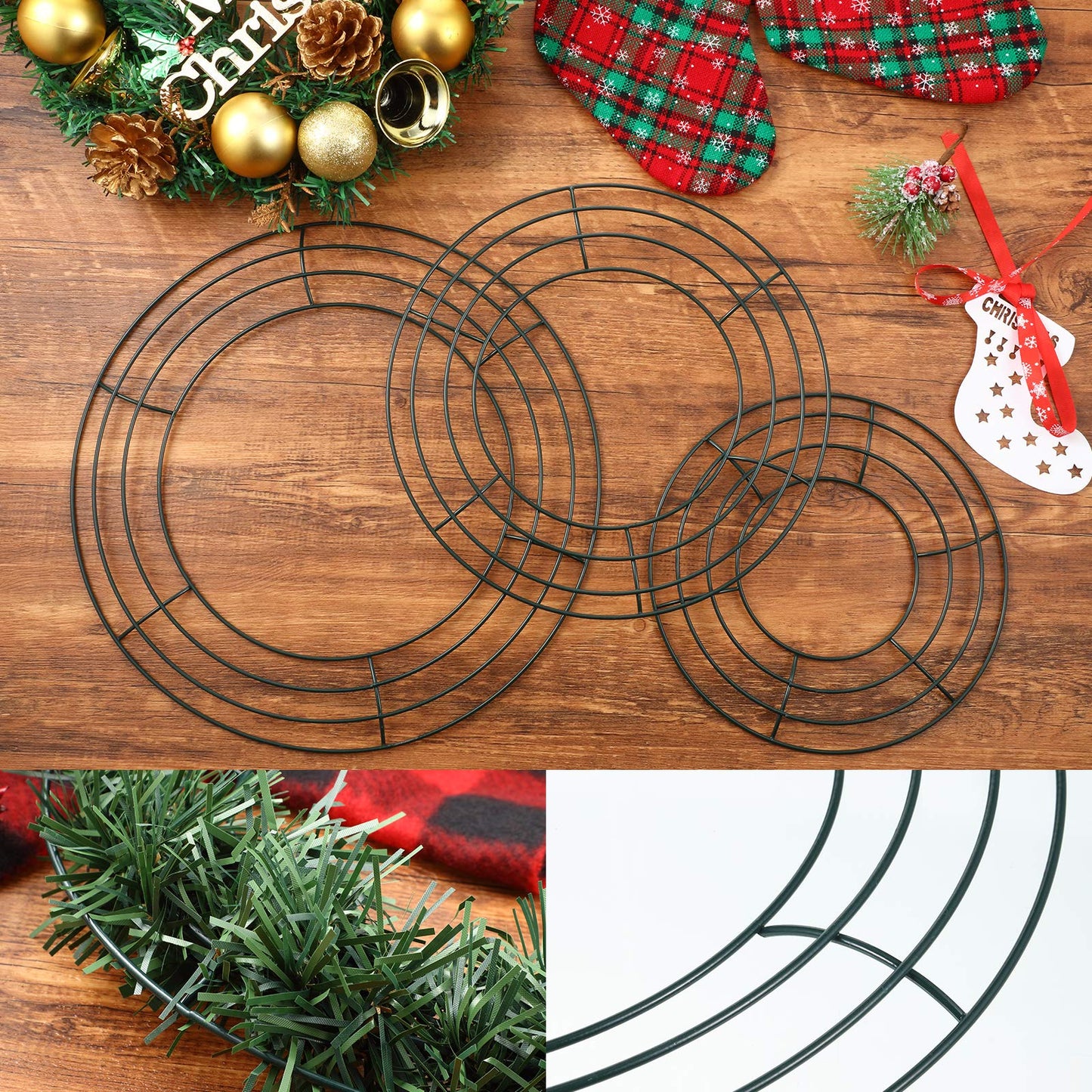 Patelai 12 Pieces 12 Inch Metal Wreath Frame Dark Green Wire Round Wreath Rings Wire Garland Frame for Easter Party Home Decor DIY Crafts Supplies