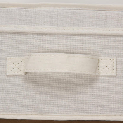 Household Essentials 113 Large Storage Box with Lid and Handle - Natural Beige Canvas