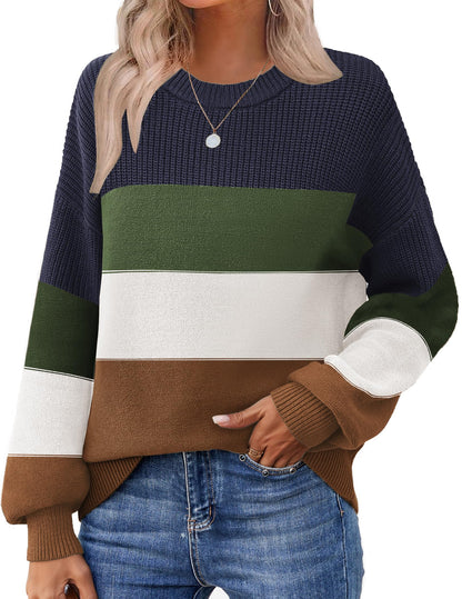 Zeagoo Women's 2025 Fall Chunky Knit Sweater Oversized Crewneck Long Sleeve Winter Cotton Pullover Sweaters Jumper Tops