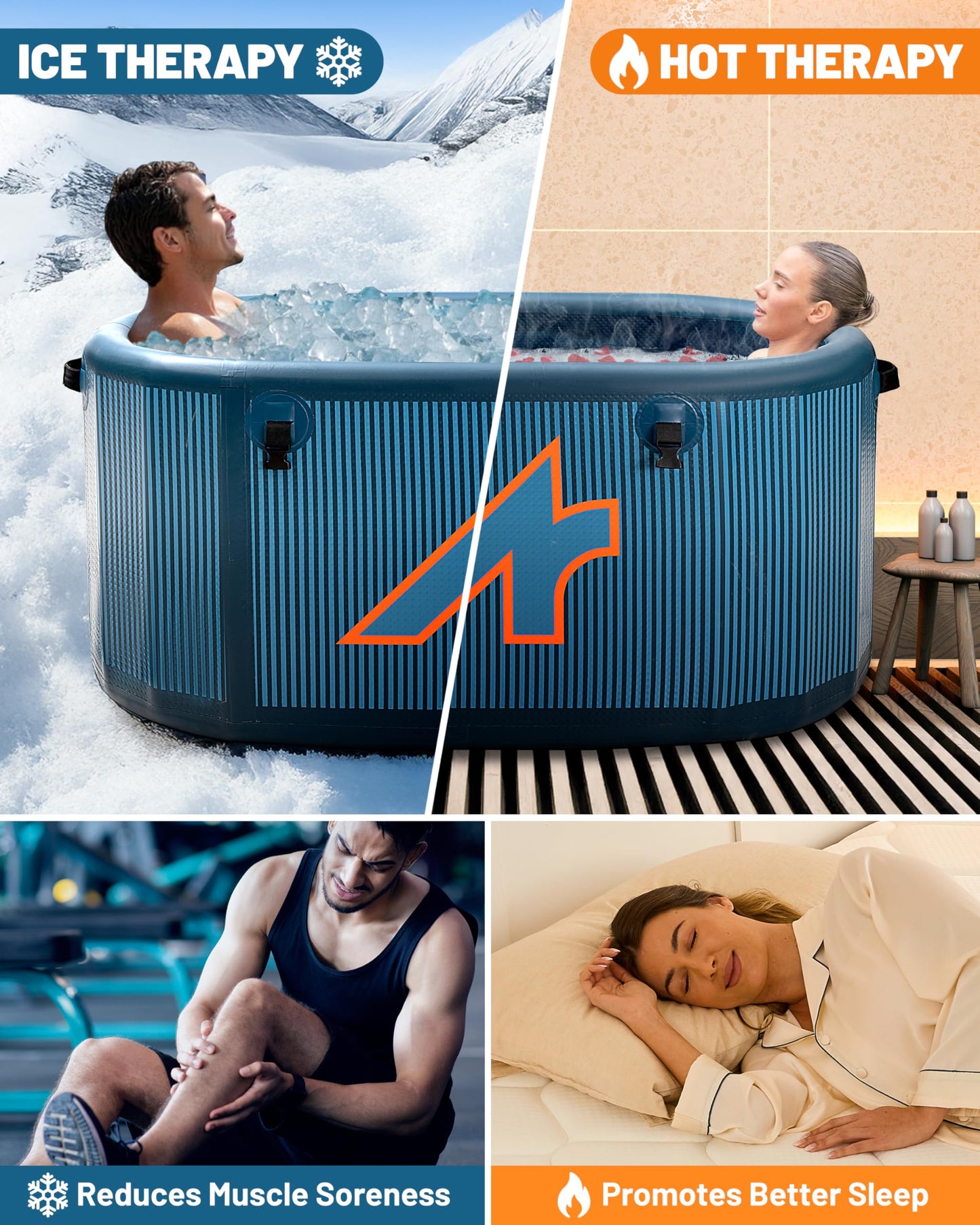 AOERIBO Inflatable 126 Gal XXL Oval Cold Plunge Tub, Superior Insulation, 8-Layered Portable Ice Bath Tub, Ice Plunge With Insulated Lid, Hand Pump, Eva Pad, Outdoor Use For Athletes, Adults