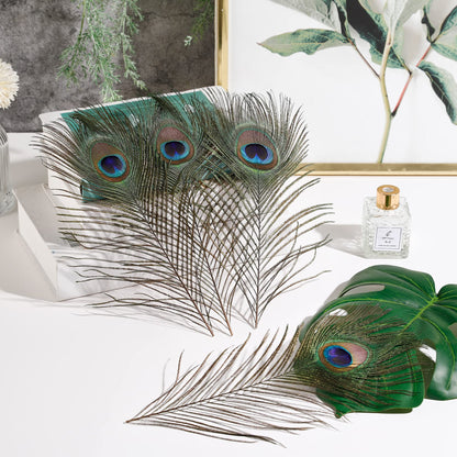 Larryhot Natural Peacock Feathers Bulk - 40pcs 10-12 inches Feathers for DIY Crafts, Wedding, Home and Holiday Party Decorations