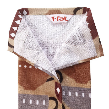 T-Fal Fiber Reactive Print Kitchen Towels: Highly Absorbent, Super Soft - 100% Cotton, 16"x28" Dish Towels for Cleaning & Drying Dishes, Pans, Glassware, or Countertops, 2-Pack, Coffee