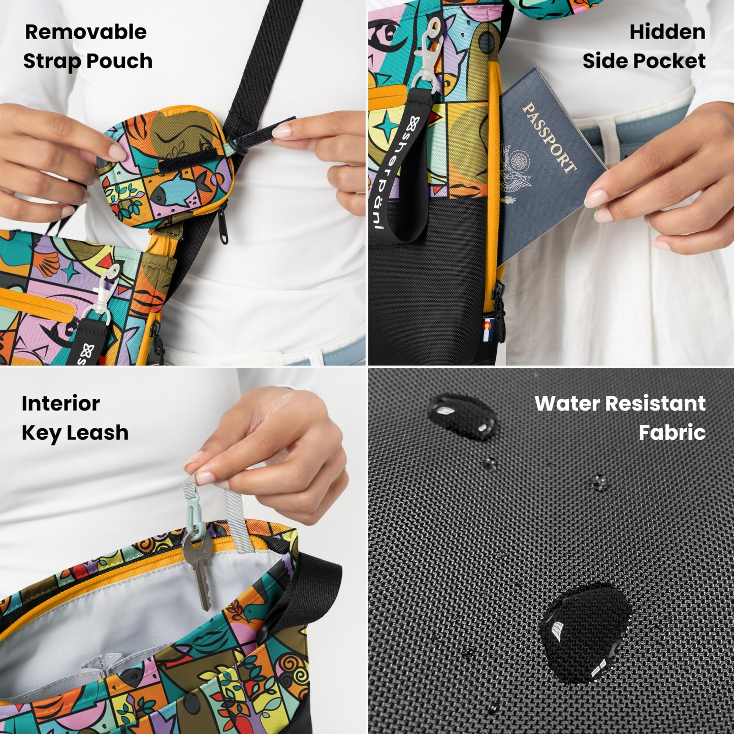 Sherpani Sadie, Nylon Crossbody Bag, Lightweight Shoulder Bag, Travel Cross Body, Crossbody Purse for Women, RFID Protection, Removable Coin Purse, Travel Gift (Chromatic Classic)