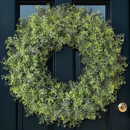 26" Large Artificial Rosemary Wreath for Front Door - UV Resistant Realistic Rosemary Plant, Fake Spring/Summer Greenery Wreath for Wall Window Farmhouse Fireplace Decor