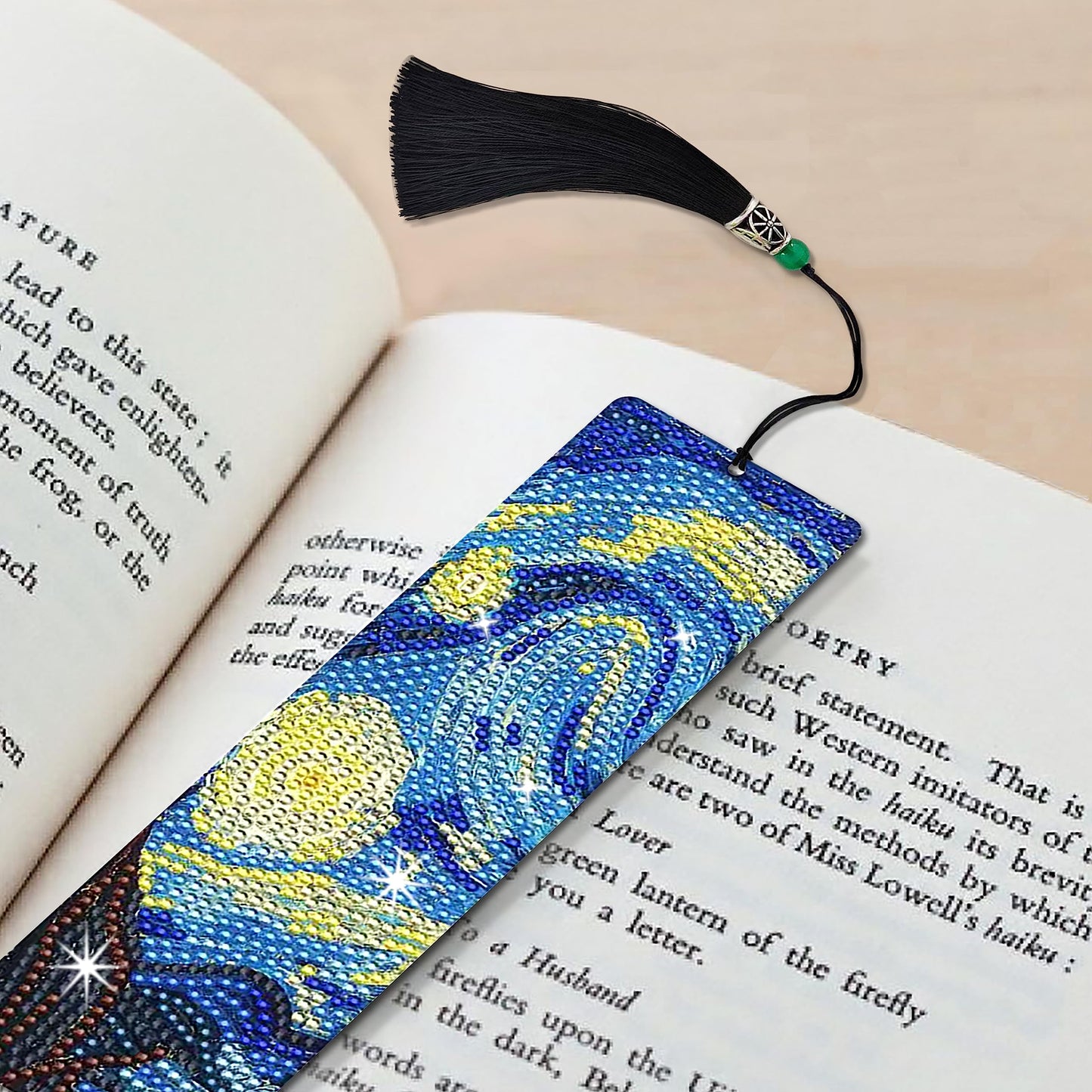NUFTVI 4 PCS Diamond Art Bookmarks Van Gogh Starry Night, DIY Acrylic Diamond Painting Bookmarks Kits for Adult Reader and Crafts Lovers