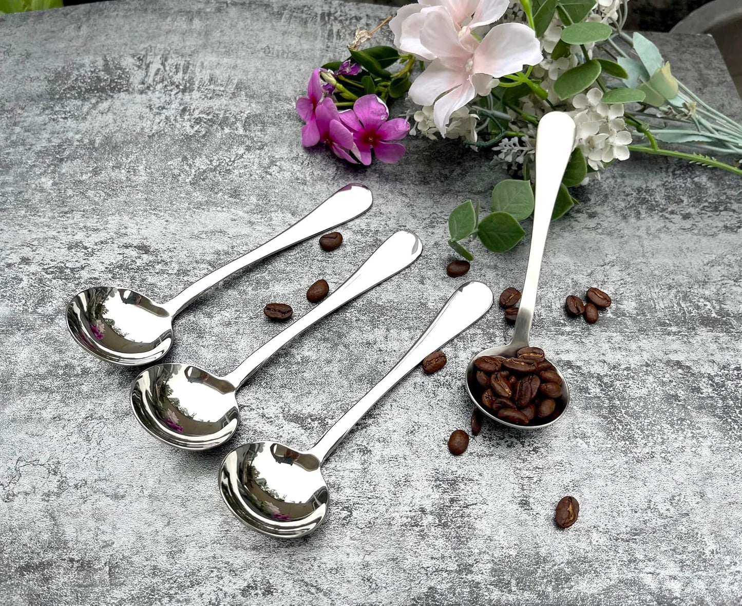 Long Handle Cupping Coffee Spoon, 6.1-inch Stainless Steel Demitasse Spoon for Dessert and Sugar