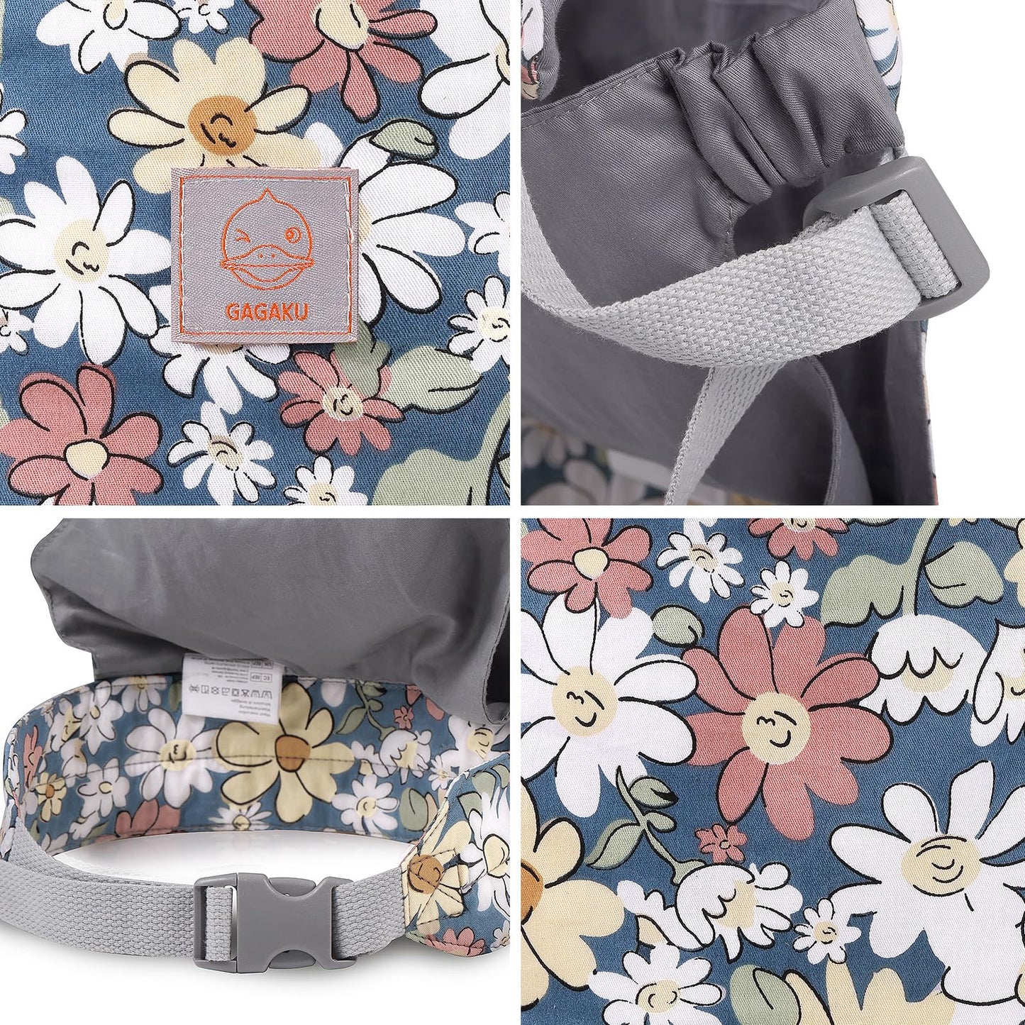 GAGAKU Baby Doll Carrier - Kids Toy with Adjustable Straps for Stuffed Animal Dolls - Gray - Smiling Daisies