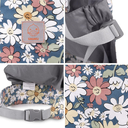 GAGAKU Baby Doll Carrier - Kids Toy with Adjustable Straps for Stuffed Animal Dolls - Gray - Smiling Daisies
