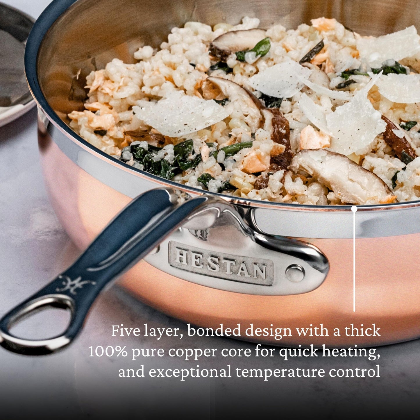 Hestan - CopperBond Collection - 100% Pure Copper Essential Pan, Induction Cooktop Compatible, 3.5 Quart