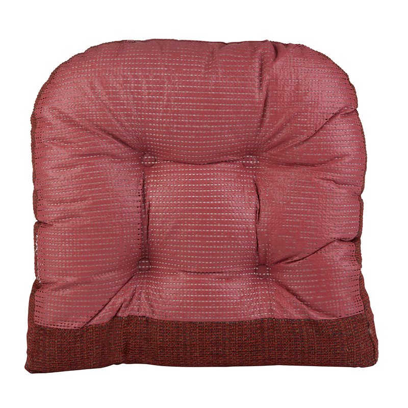 Klear Vu Gripper Overstuffed Universal Non-Slip Dining Chair Cushions for Kitchen Decor or Office Use, U-Shaped Skid-Proof Seat Pad, 15x15 Inches, 8 Count (Pack of 1), Waffle Deep Red