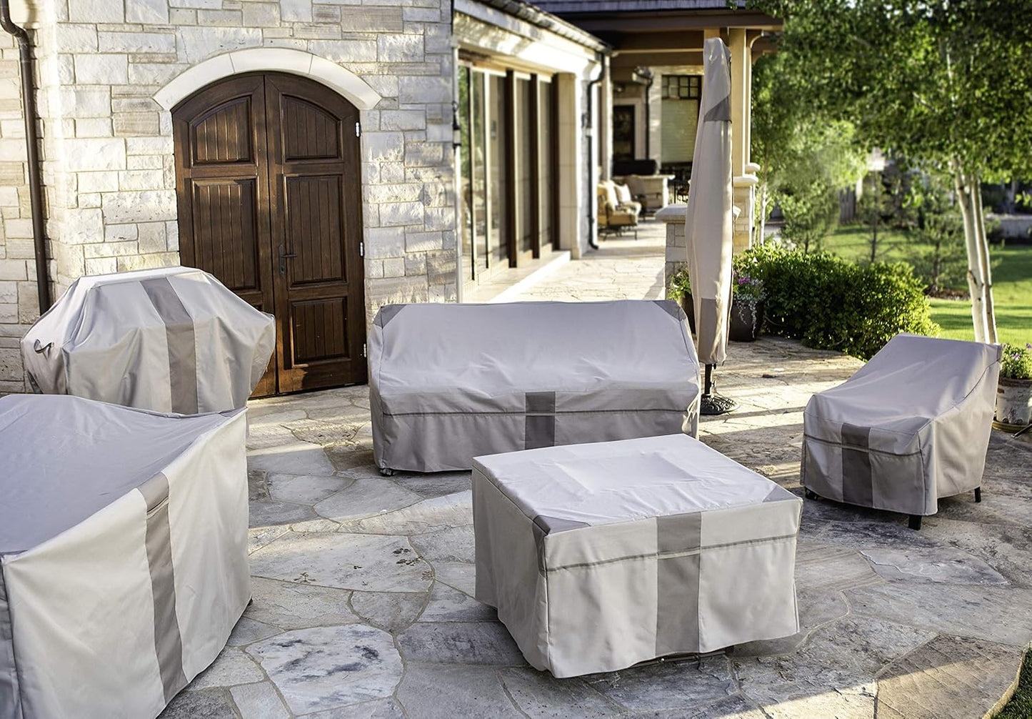 32" 22" 17" Modern Leisure Monterey Patio Ottoman/Side Table Cover - Water-Resistant Fabric - Heavy-Duty Protection