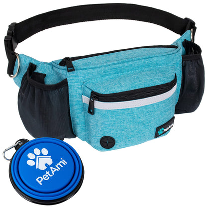 PetAmi Dog Fanny Pack, Treat Pouch for Dog Walking, Training, Built in Poop Bag Dispenser, Water Bottle Holder, Collapsible Bowl, Pet Treat Waist Belt for Hiking, Running, Kibbles (Camo Black)