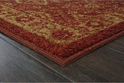 Maples Rugs Georgina Traditional Kitchen Rugs - Non Skid Accent Area Carpet - 2'6 x 3'10 - Red/Gold
